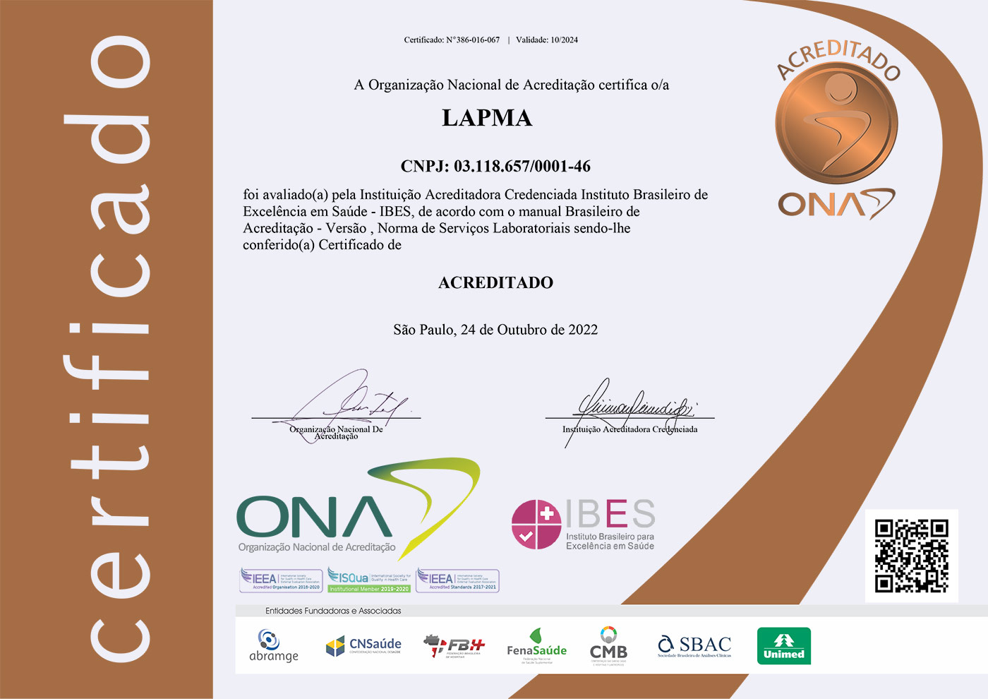 Certificado ONA